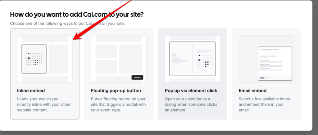 Código embed de Cal.com