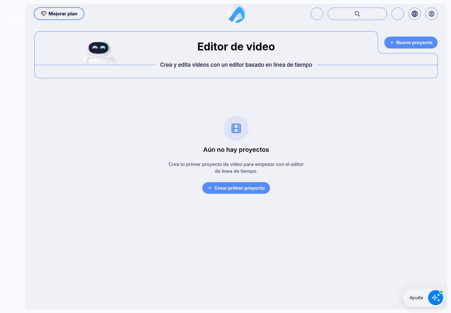 New video project with name and aspect ratio.