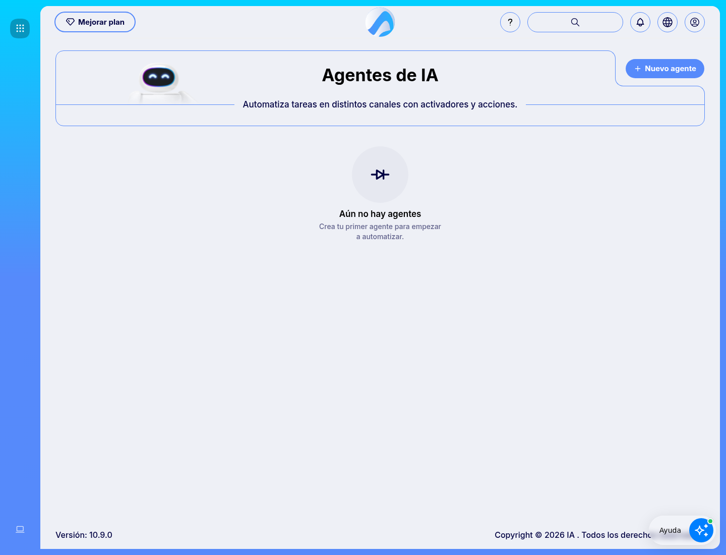 Vista de Workflows de Agentes de IA.