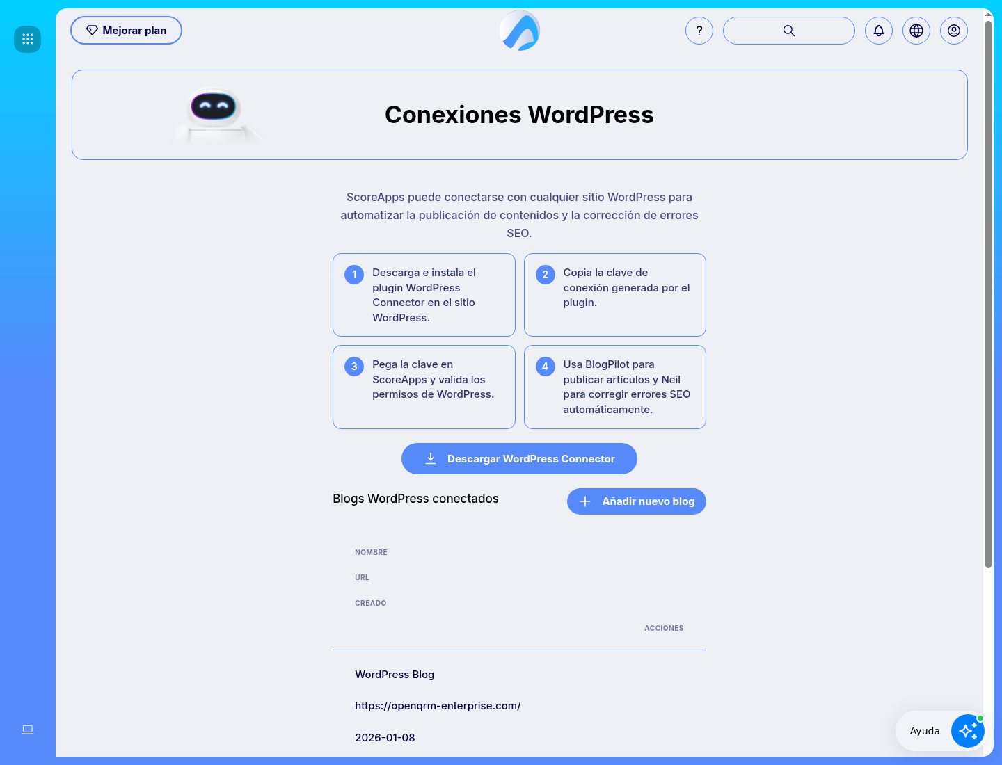 WordPress Integrations screen.